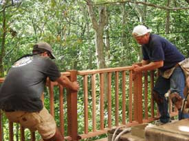 Installing railing on the deck